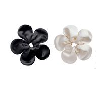 2pcs Black and White grand fleur Hair Scrunchies tissu 24 cm / 9,44 pouces de diamtre Ties de cheveux pour les femmes et les filles Hair Elastic