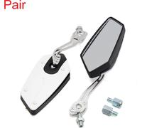 2pcs Blanc Noir Rétroviseur réglable Pentagone moto pour
