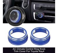 2pcs Bleu Aluminium Alliage Voiture AC Climat Contrôle Anneau Bouton Bordure Couverture