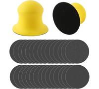 2pcs Bloc De Ponçage Manuel 5"" Pour Béton, Jesmonite & Terrazzo, Cale À Poncer Humide/Sèche Avec Papier Abrasif 100/400/1000 Grit, Compatible Ponceuse À Crochet & Meulage, Polissage Artisanal