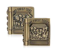 2pcs Boîte à bijoux en métal vintage en forme de livre, porte dentaire dentaire petite boîte de souvenirs Organisateur de stockage du bibelot pour les boucles d'oreilles