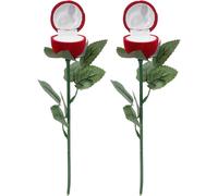 2pcs Boite Bague Boîtes À Bagues En Rose Rouge,Rangement Élégant Pour Bijoux,Ecrins Pour Bagues De Fiançailles Ou Demariage,Idéal Pour La Saint-Valentin