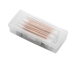 2Pcs Boite Coton Tige avec Cache-Poussière - Transparent en PP, Rangement Coton Tige, Distributeur Cures Dents, Boîtes À Médicaments, Boîte À Boucles d'oreilles, Boîtes Boule Bande À Cheveux