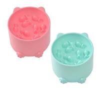 2pcs Bol de Chat à mangeoires lents, en Plastique Anti-Casque en Plastique élevé de Chat surélevé Bol d'alimentation Lente pour Les Aliments secs et humides, 5x3, 4 Pouces
