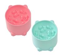 2pcs Bol de Chat à mangeoires lents, en Plastique Anti-Casque en Plastique élevé de Chat surélevé Bol d'alimentation Lente pour Les Aliments secs et humides, 5x3, 4 Pouces