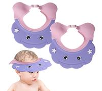 2pcs Bonnet de Bain Bébé Réglable Bonnet de Lavage des Cheveux pour Enfant en Silicone Visière de Douche Imperméable Shampoing Chapeau de Bain Bebe Protégez des Yeux, des Oreilles et du Visage