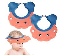 2pcs Bonnet de Bain Bébé Réglable Bonnet de Lavage des Cheveux pour Enfant en Silicone Visière de Douche Imperméable Shampoing Chapeau de Bain Bebe Protégez des Yeux, des Oreilles et du Visage