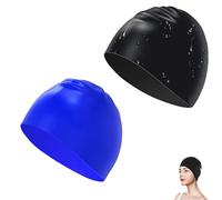 2pcs Bonnet de Bain en Silicone, Bonnet de Natation, Bonnet de Bain pour Femmes Adultes, Hommes Jeunes, Bonnet de Bain pour Garder Les Cheveux secs pour la Piscine et la plage-23cm
