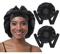 2Pcs Bonnet Satin Cheveux Nuit Bonnets en Soie pour Femmes Cheveuxs Taille de tête Ajustable Bonnet de Nuit pour Cheveux bouclés