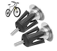 2PCS Bouchons d'extrémité de barre guidon, barre verrouillage poignée guidon vélo réglable en aluminium extensible, poignée route noire pour la plupart des vélos montagne route (Argent)