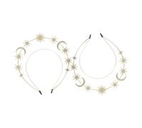 2pcs Bouges De Déesse À Double Couche Avec Lune Éléments D'étoiles À Six Points Accessoires De Cheveux En Métal Pour Le Cosplay De La Fête De La Mariée