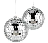 2Pcs Boule à Facette Miroir, Boules de Noël, Boule Miroir pour Fête, Ornement Décoratif pour la Décoration de Noël Vacances Fête Décoration d’intérieur à la Maison(10cm*10cm)