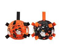 2Pcs Boule De Football Pour Chiens, Ballons De Football De Chien D'Halloween, Jouet À Mastication De Boule De Chien Interactif, Jouet De Ball D'entraînement Pour Entraînement, Chasse, D'ennui