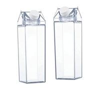 2pcs Bouteille d'eau de cartons de lait transparent 500 ml bouteille de jus transparent réutilisable pour sport extérieur