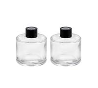 2PCS Bouteille Vide Verre Transparent Huile Essentielle avec Couvercle de Bouteille Noir DIY remplacer la Tige de Diffusion de la Lame Ensemble décoration de la Maison ( 50 ML / 1,7 onces )
