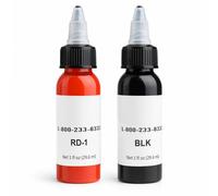 2pcs Bouteilles D'encre de Tatouage 1oz/30ml Noire Encres de Tatouage et Élégance Rouge Standard Matériel de Tatouage pour Colorer, Mélanger, Tracer, Ombrer et Estomper