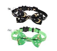 2pcs Bow Knot Cat Collar avec Bell Festival Neck Ornement pour Kitten Party Chic Collier décoratif Accessoires pour Chaton pour Les Anniversaires et Noël