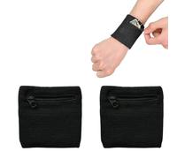 2PCS Bracelet Éponge Bandeau Protection Poignet avec Pochette à Fermeture à Glissière Poignet Portefeuille Absorber la Sueur et Respirer pour Tennis Courir Cyclisme,Mettre clé Monnaie Carte