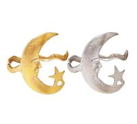 2pcs Bracelet Ouvert Motif Étoile Et Lune - Bracelets Manchettes Ajustables Or/argent Motif Lune Et Étoile, Bracelet Ouvert Simple Raffiné Pour Femme, Cadeau Romantique Pour Couple