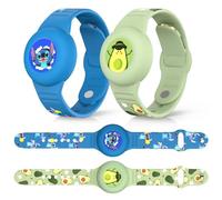2pcs Bracelet pour Enfants Étanche pour AirTag, Mignon Dessin Animé Réglable Caché pour Apple Air Tag HolderÉtui en Silicone Souple Anti-Perte GPS Tracker Strap pour Tout-Petit（Bleu,Vert）