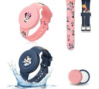 2pcs Bracelet pour Enfants Étanche pour AirTag, Mignon Dessin Animé Réglable IP53 Silicone Caché pour Apple Air Tag HolderÉtui en Silicone Souple Anti-Perte GPS Tracker(Bleu,Rose)