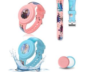 2pcs Bracelet pour Enfants Étanche pour AirTag, Mignon Dessin Animé Réglable IP53 Silicone Caché pour Apple Air Tag HolderÉtui en Silicone Souple Anti-Perte GPS Tracker(geai,rose2)