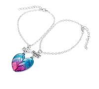 2pcs bracelets d'amitié arc-en-ciel avec gravure de pendentifs Best Friends pour femmes enfants,cadeaux bracelet pour dames d'amour de coeur réglables pour l'anniversaire meilleur ami du couple BFF