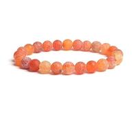 2pcs Bracelets Faits à la Main Agates fissurées de Gel Naturel Veines de Dragon Rond Perle Agates altérées 8 mm