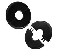 2pcs Bride Murale Fendue, 51mm Couvercle de Plaque Rosace Autocollante Plaques de Couverture de Plomberie à Boucle Écusson Robinet Couvercle de Tuyau de Plomberie pour Toilettes Cuisine (Noir)