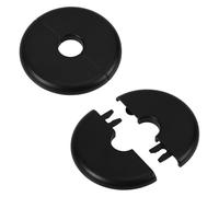 2pcs Bride Murale Fendue, Auto-Adhésive Plaque Rosace pour Tuyaux d'Eau de 17mm Diamètre ABS Rond Plaques Recouvrement Plomberie avec Conception Boucle pour Robinet Cuisine Toilettes (Noir)