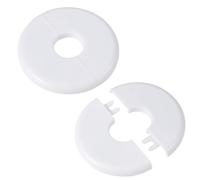 2pcs Bride Murale Fendue, Auto-Adhésive Plaque Rosace pour Tuyaux d'Eau de 17mm Diamètre ABS Rond Plaques Recouvrement Plomberie avec Conception Boucle pour Robinet Cuisine Toilettes (Blanc)