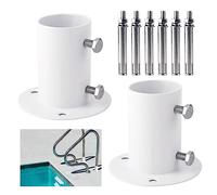 2pcs Brides de Terrasse de Piscine, Acier Inoxydable, Bride de Tige Brides d'Échelle de Piscine pour Échelle de Piscine Hors Sol, Main Courante de Piscine de 3,8cm