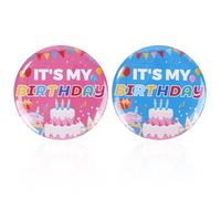 2pcs Broche « C’Est Mon Anniversaire », 5,8 cm de Diamètre Broche Joyeux Anniversaire Broche pour Garçons et Filles Badge Mignon pour Femmes Hommes Cadeaux Décorations de Fête (Rose et Bleu)