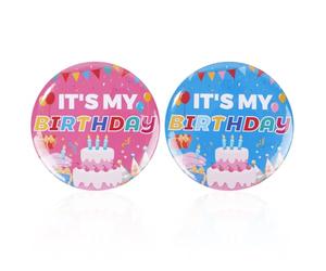 2pcs Broche « C’Est Mon Anniversaire », 5,8 cm de Diamètre Broche Joyeux Anniversaire Broche pour Garçons et Filles Badge Mignon pour Femmes Hommes Cadeaux Décorations de Fête (Rose et Bleu)