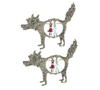2PCS BROOCHES Vintage Hollow Wolf Femmes ELLEGANT Animal BIELLIR ACCESSOIR DE Mode PULODICAL