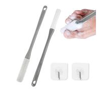 2Pcs Brosse de Nettoyage de Orteils, Brosse à Long Manche en Silicone de Nettoyer Espaces Entre Orteils, Applicateur de Lotion de Orteils avec 2 Crochets Pour Personnes Âgées Hommes Femmes