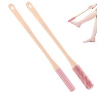 2pcs Brosse de nettoyage des orteils poignée longue, pinceau à pied en silicone, épurateur à orteils doux pour les personnes âgées, les personnes âgées, les hommes et les femmes