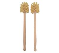 2pcs Brosse de toilettes en bois, pinceau de toilette, brosse à toilette en hêtre, poils solides de chanvre avec puissance de nettoyage à 360 °