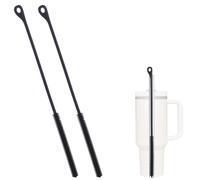 2pcs Brosses de Nettoyage de Paille en Silicone, Brosse Cure-Pipe Extra Longue 24cm Pliable pour Pailles en Verre et Métal Stanley (Noire)