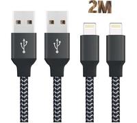 2pcs Câble Chargeur 2M,Câble pour iPhone Xs max/Xs/XR/X 8 8Plus 7 7Plus 6 6S Plus/iPad/iPod