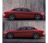 2pcs Car Side Body Long Belt Sports Vinyl Decals Decoration Racing Sticker White