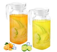 2pcs Carafe Eau 900 ML, Pichet à Eau Plastique Avec Couvercle, Carafe D'eau Transparentes Sans BPA, Pichet en Plastique avec PoignéE pour Boissons Diy, Jus, Thé, Lait, Eau, Pot à Lait