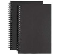2pcs Carnet de Croquis A4, 150GSM / 140 pages Cahier de Dessin Ordinaire, Couverture Kraft Bloc-Notes à Spirale, Livre de Pages Vierges pour Adultes Enfants Peinture,Aquarelle,Paysage(Couverture Noire