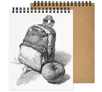 2pcs Carnet Dessin A4, 160GSM / 120 Faces Carnet de Croquis, Relié en Spirale Cahier Dessin, Couverture Kraft Bloc de Papier à Dessin Pour Paysage, Peinture D'artiste, Aquarelle
