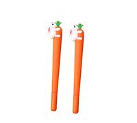 2pcs Carrot Gel Ink Pen Plastic Roller Ball Pen Novelty Cute Rabbit Eat Carrot Stationery Kawaii SCHOOL SUPLIES (NOIR), Mignon Gel stylos