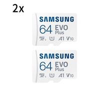 2PCS Carte mémoire Micro SD SDXCSAMSUNG EVO PLUS 64Go MB-MC64KA/EU 130Mb/s ideal pour smartphone tablette etc.