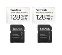 Lot de 2PCS SanDisk High Endurance Carte mémoire flash (adaptateur microSDXC vers SD inclus(e)) - 128 Go Class V30 / UHS-I U3 / Class10 microSDXC UHS-I 100Mo/s en lecture et 40Mo/s en écriture