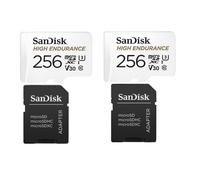 2PCS Carte mémoire micro sdxc Sandisk High Endurance 256 Go Video Class V30 / UHS-I U3 / Class10 lecture 100MB/s écriture 40MB/s