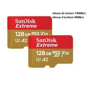 2PCS Carte Mémoire Micro SDXC TF carte SanDisk Extreme 128Go A2 lecture 190Mo-s écriture 90Mo-s Classe 10 U3 V30 version 2022