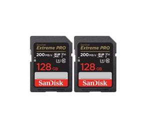 2PCS Carte mémoire SD SDXC 128 Go SanDisk Extreme Pro SDXC UHS-I U3 Class10 jusqu'à 200Mb/s
